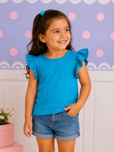 Blusa Rizada Turquesa Moda